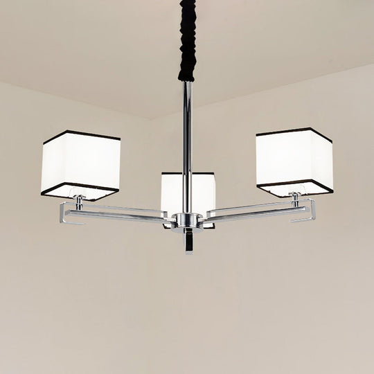 Classic Fabric White Pendant Lamp with Square Design - 3/6/8 Lights - Ideal for Bedroom Chandelier Fixture