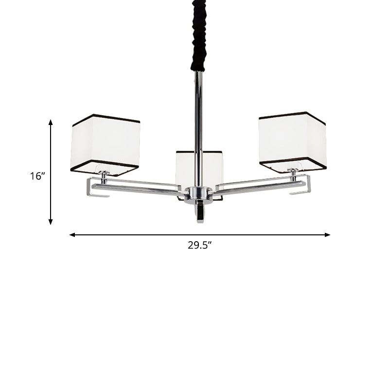 Classic Fabric White Pendant Lamp with Square Design - 3/6/8 Lights - Ideal for Bedroom Chandelier Fixture