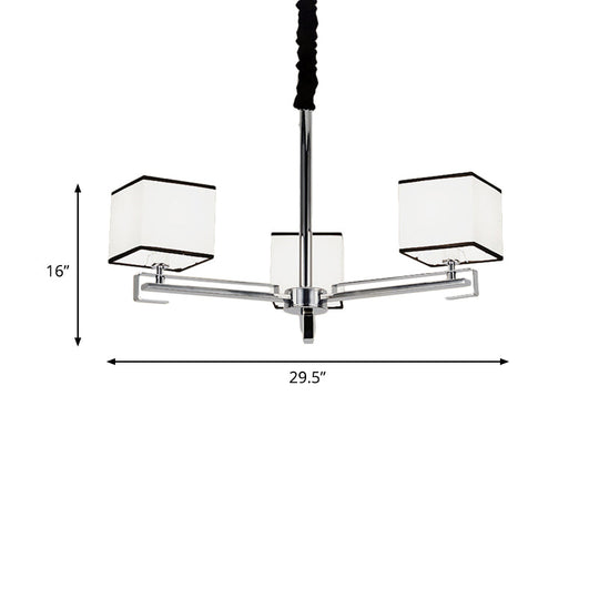 Classic Fabric White Pendant Lamp with Square Design - 3/6/8 Lights - Ideal for Bedroom Chandelier Fixture