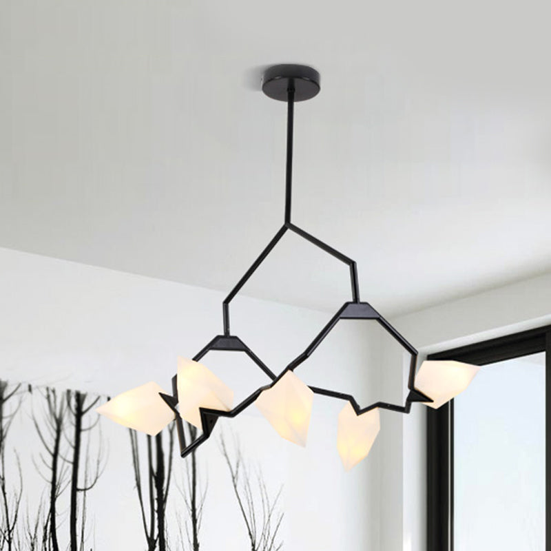 Modern Black/Gold Chandelier with Branching Design Shades - Elegant 5/8 Lights Dining Room Ceiling Lighting