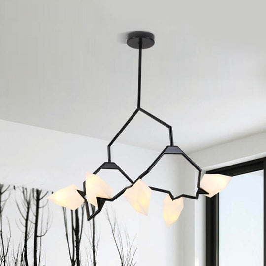 Modern Black/Gold Chandelier with Branching Design Shades - Elegant 5/8 Lights Dining Room Ceiling Lighting