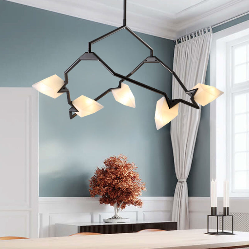 Modern Black/Gold Chandelier with Branching Design Shades - Elegant 5/8 Lights Dining Room Ceiling Lighting