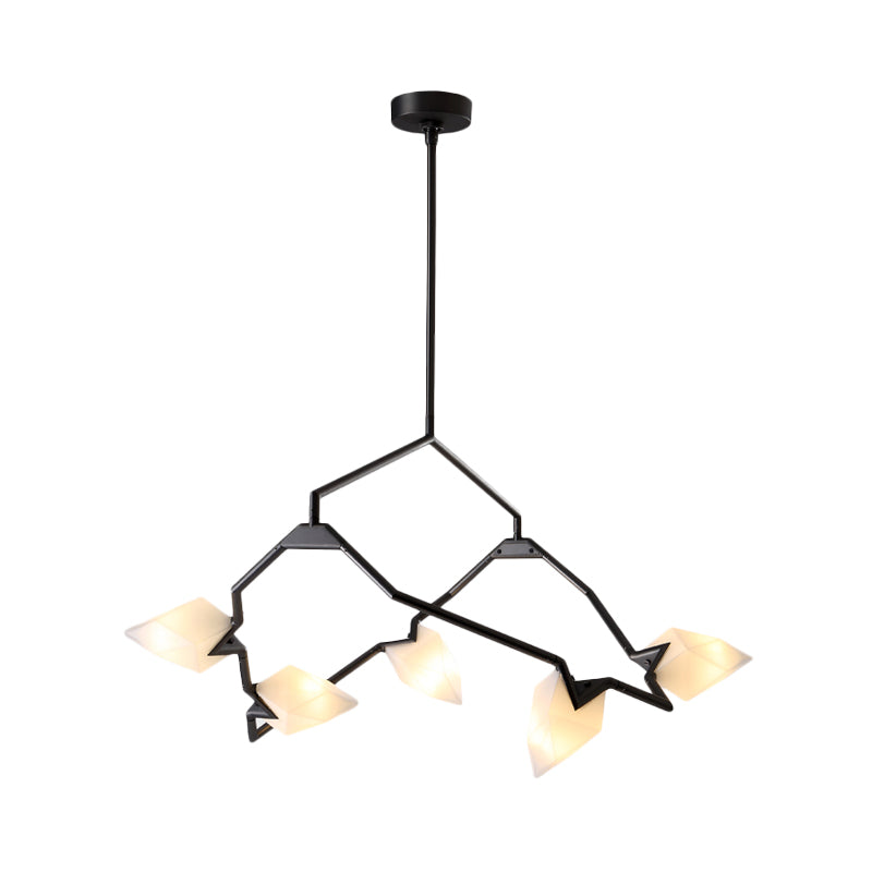 Modern Black/Gold Chandelier with Branching Design Shades - Elegant 5/8 Lights Dining Room Ceiling Lighting