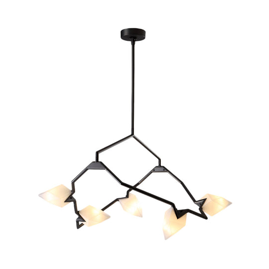 Modern Black/Gold Chandelier with Branching Design Shades - Elegant 5/8 Lights Dining Room Ceiling Lighting