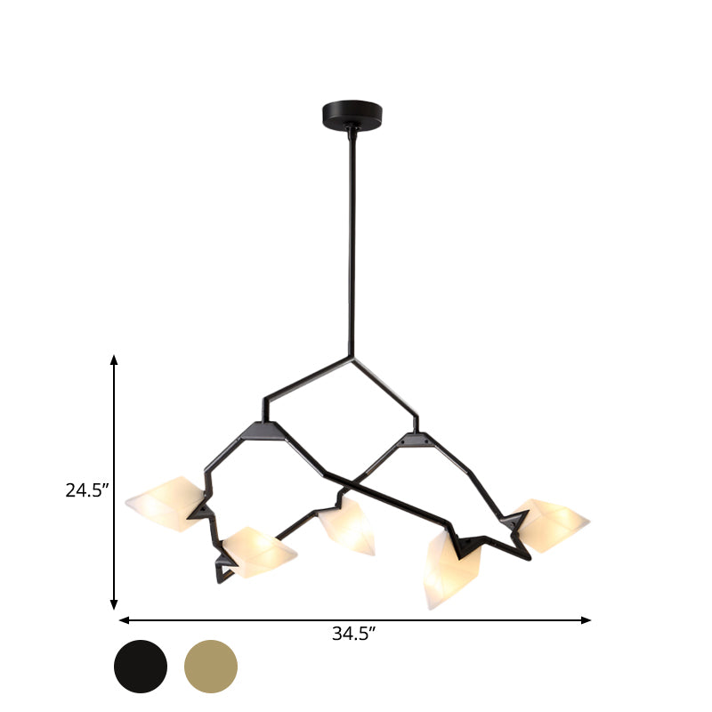 Modern Black/Gold Chandelier with Branching Design Shades - Elegant 5/8 Lights Dining Room Ceiling Lighting