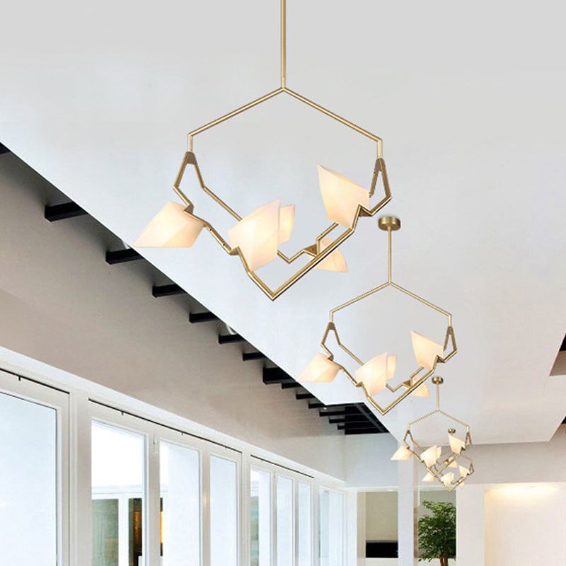 Modern Black/Gold Chandelier with Branching Design Shades - Elegant 5/8 Lights Dining Room Ceiling Lighting