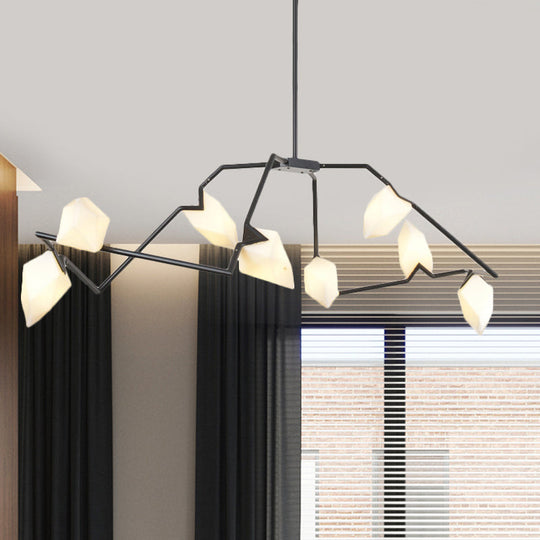 Modern Black/Gold Chandelier with Branching Design Shades - Elegant 5/8 Lights Dining Room Ceiling Lighting