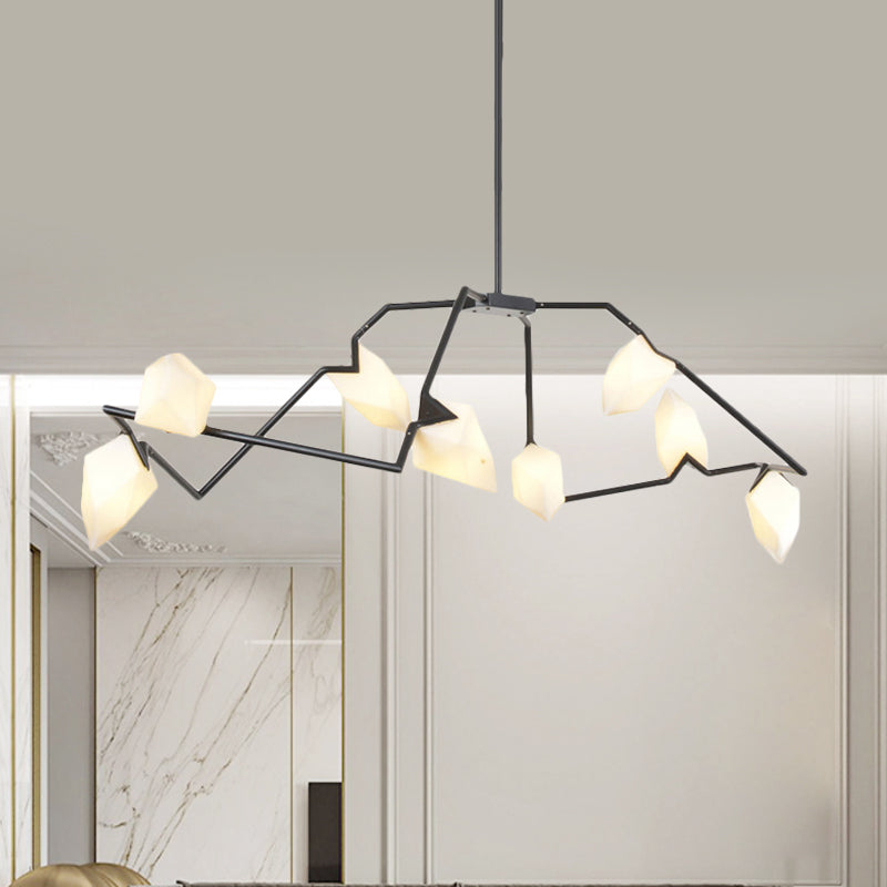 Modern Black/Gold Chandelier with Branching Design Shades - Elegant 5/8 Lights Dining Room Ceiling Lighting