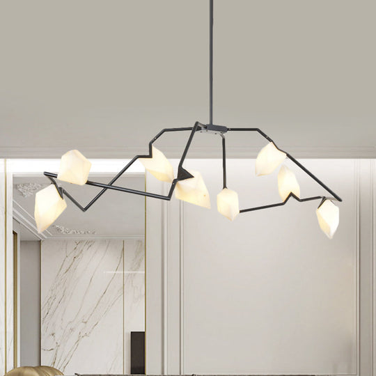 Modern Black/Gold Chandelier with Branching Design Shades - Elegant 5/8 Lights Dining Room Ceiling Lighting