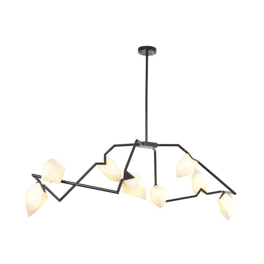 Modern Black/Gold Chandelier with Branching Design Shades - Elegant 5/8 Lights Dining Room Ceiling Lighting