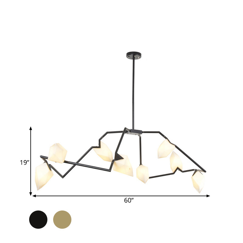 Modern Black/Gold Chandelier with Branching Design Shades - Elegant 5/8 Lights Dining Room Ceiling Lighting