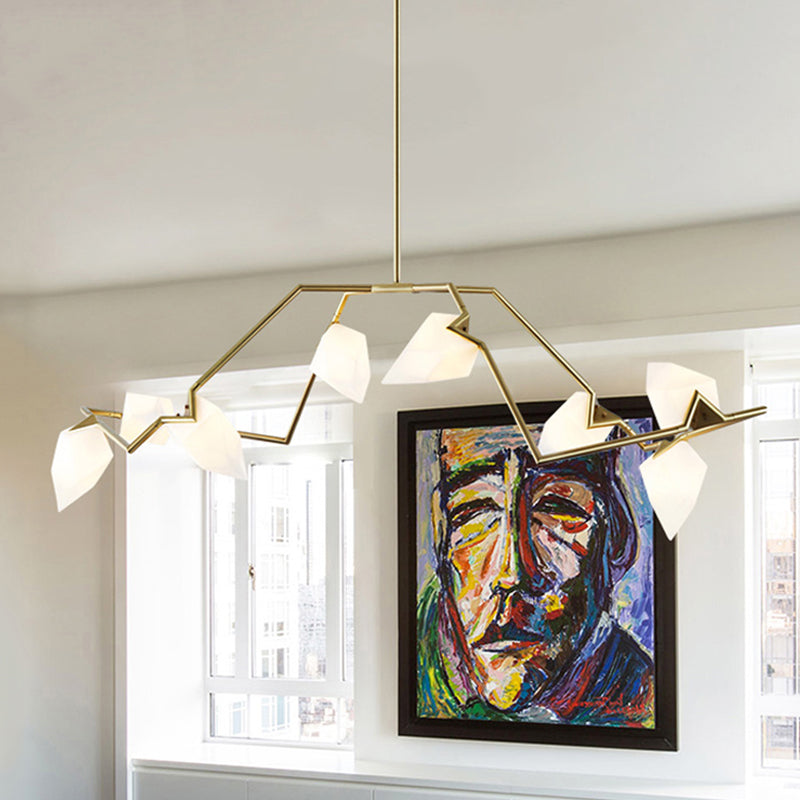 Modern Black/Gold Chandelier with Branching Design Shades - Elegant 5/8 Lights Dining Room Ceiling Lighting