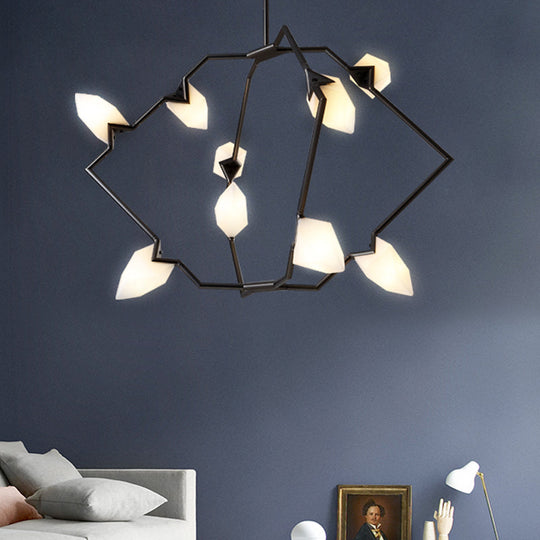 Modern Black/Gold Chandelier with Branching Design Shades - Elegant 5/8 Lights Dining Room Ceiling Lighting