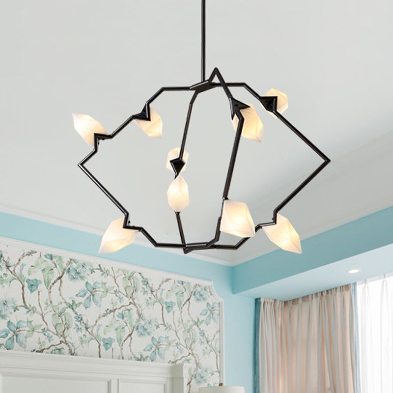 Modern Black/Gold Chandelier with Branching Design Shades - Elegant 5/8 Lights Dining Room Ceiling Lighting