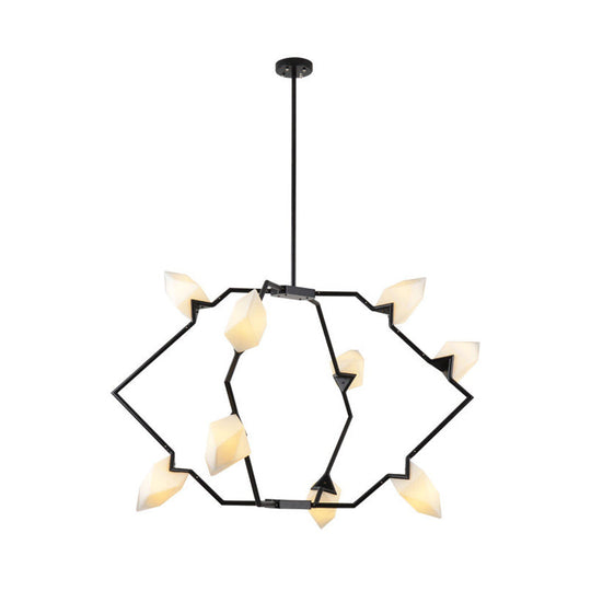 Modern Black/Gold Chandelier with Branching Design Shades - Elegant 5/8 Lights Dining Room Ceiling Lighting