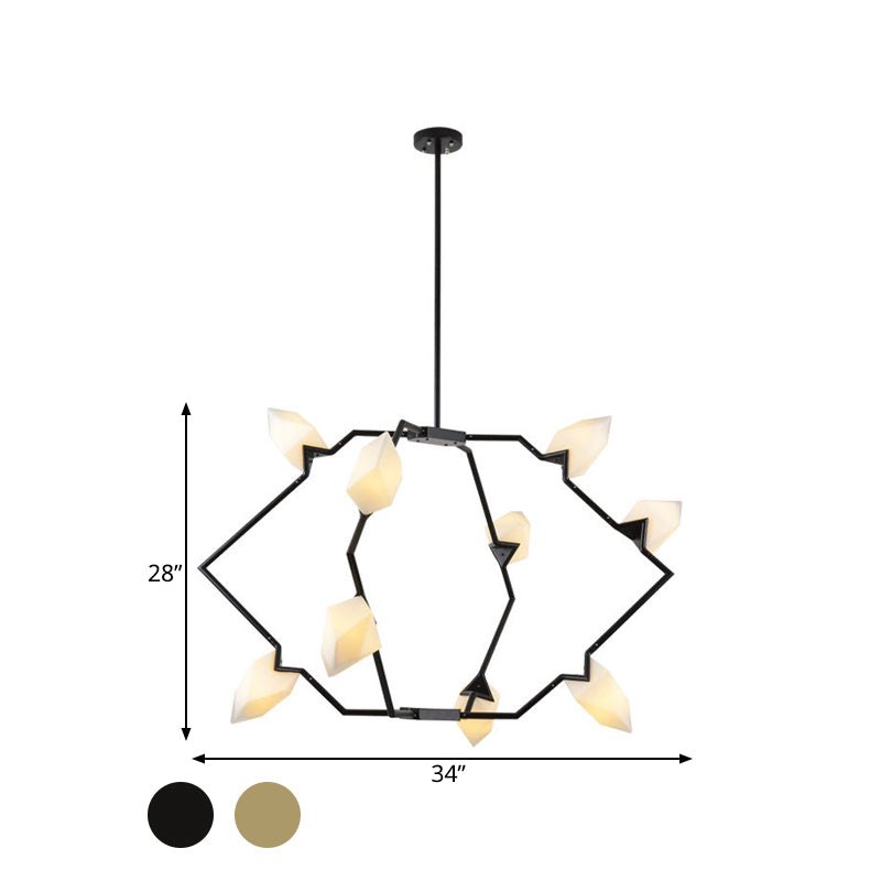 Modern Black/Gold Chandelier with Branching Design Shades - Elegant 5/8 Lights Dining Room Ceiling Lighting
