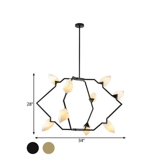Modern Black/Gold Chandelier with Branching Design Shades - Elegant 5/8 Lights Dining Room Ceiling Lighting