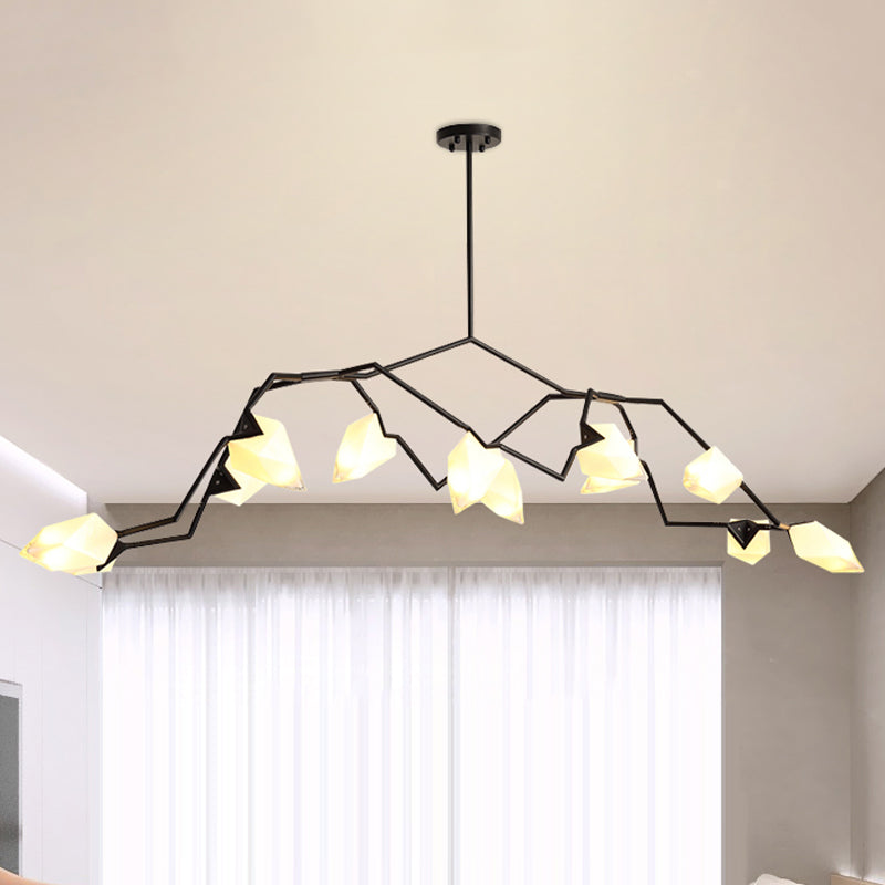 Modern Black/Gold Chandelier with Branching Design Shades - Elegant 5/8 Lights Dining Room Ceiling Lighting