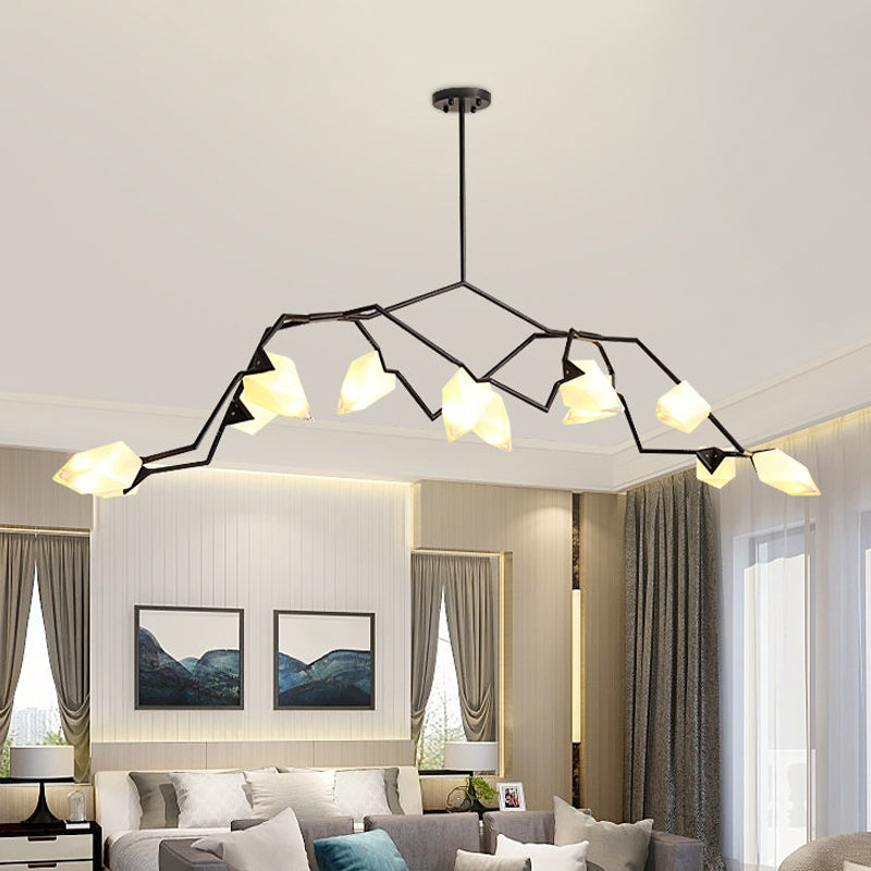 Modern Black/Gold Chandelier with Branching Design Shades - Elegant 5/8 Lights Dining Room Ceiling Lighting