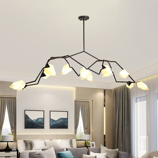 Modern Black/Gold Chandelier with Branching Design Shades - Elegant 5/8 Lights Dining Room Ceiling Lighting