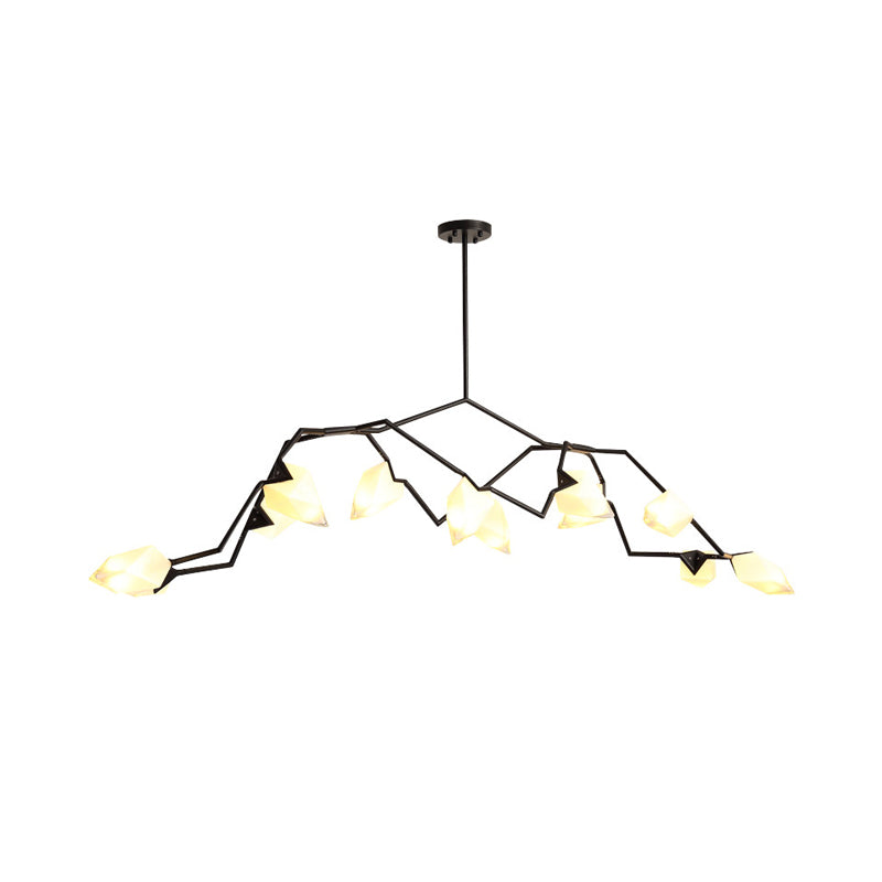 Modern Black/Gold Chandelier with Branching Design Shades - Elegant 5/8 Lights Dining Room Ceiling Lighting