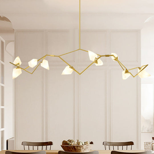Modern Black/Gold Chandelier with Branching Design Shades - Elegant 5/8 Lights Dining Room Ceiling Lighting