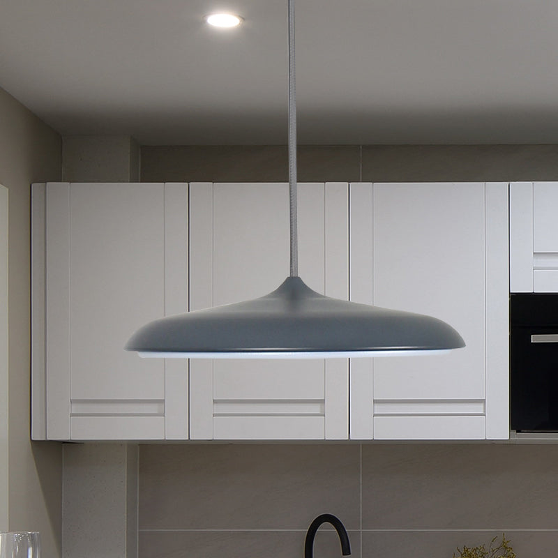 Modern Metal Disk Ceiling Pendant Light - 10"/16" Diameter - 1 Light - White/Pink/Yellow - Warm/White Hanging Lamp