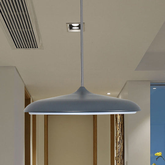 Modern Metal Disk Ceiling Pendant Light - 10"/16" Diameter - 1 Light - White/Pink/Yellow - Warm/White Hanging Lamp