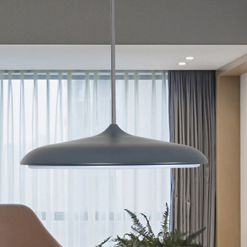 Modern Metal Disk Ceiling Pendant Light - 10"/16" Diameter - 1 Light - White/Pink/Yellow - Warm/White Hanging Lamp