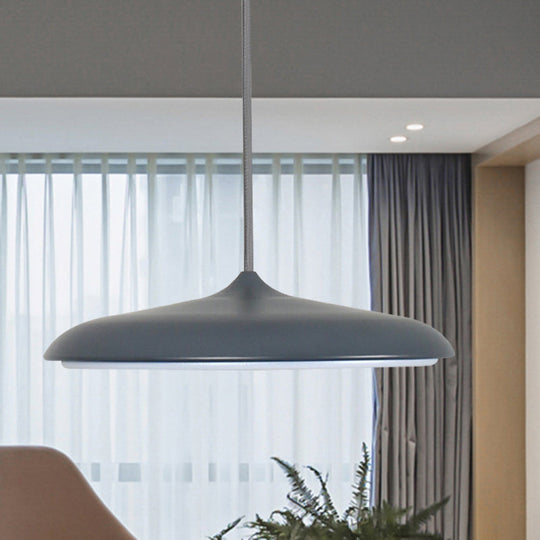 Modern Metal Disk Ceiling Pendant Light - 10"/16" Diameter - 1 Light - White/Pink/Yellow - Warm/White Hanging Lamp