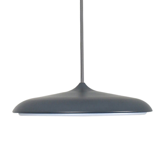 Modern Metal Disk Ceiling Pendant Light - 10"/16" Diameter - 1 Light - White/Pink/Yellow - Warm/White Hanging Lamp