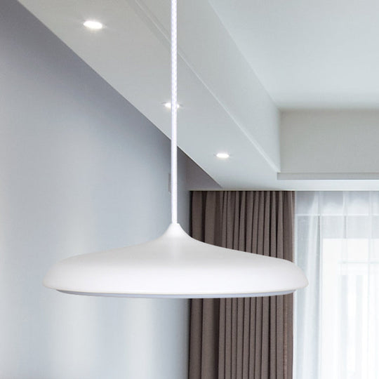 Modern Metal Disk Ceiling Pendant Light - 10"/16" Diameter - 1 Light - White/Pink/Yellow - Warm/White Hanging Lamp