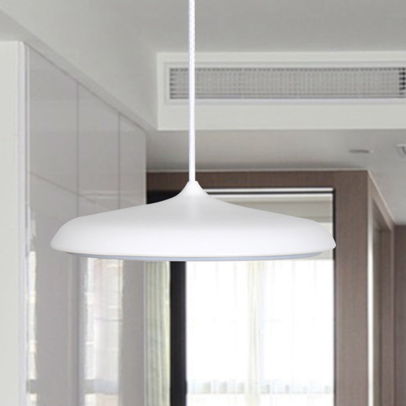 Modern Metal Disk Ceiling Pendant Light - 10"/16" Diameter - 1 Light - White/Pink/Yellow - Warm/White Hanging Lamp