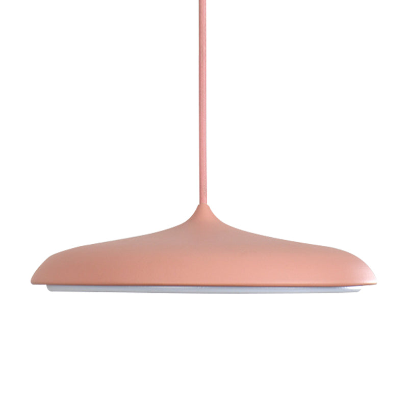 Modern Metal Disk Ceiling Pendant Light - 10"/16" Diameter - 1 Light - White/Pink/Yellow - Warm/White Hanging Lamp