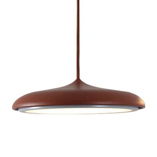 Modern Metal Disk Ceiling Pendant Light - 10"/16" Diameter - 1 Light - White/Pink/Yellow - Warm/White Hanging Lamp