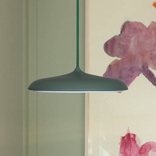 Modern Metal Disk Ceiling Pendant Light - 10"/16" Diameter - 1 Light - White/Pink/Yellow - Warm/White Hanging Lamp