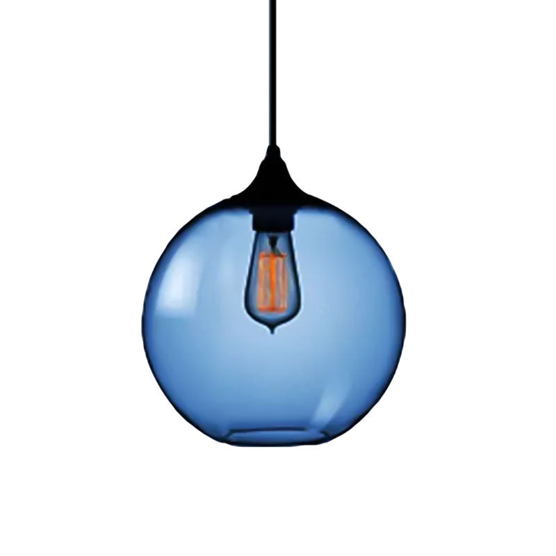 Simplicity Glass Globe Pendant Light - 1 Light, Red/Brown/Clear