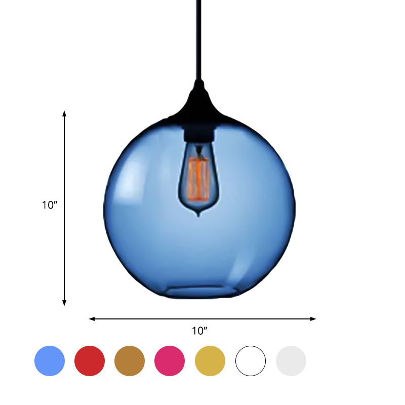 Simplicity Glass Globe Pendant Light - 1 Light, Red/Brown/Clear