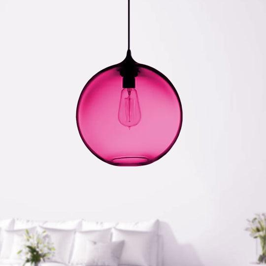 Simplicity Glass Globe Pendant Light - 1 Light, Red/Brown/Clear