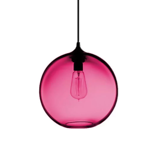 Simplicity Glass Globe Pendant Light - 1 Light, Red/Brown/Clear