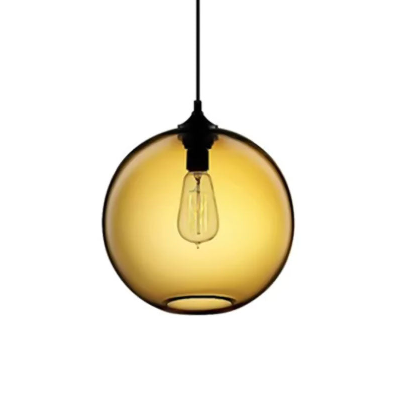 Simplicity Glass Globe Pendant Light - 1 Light, Red/Brown/Clear