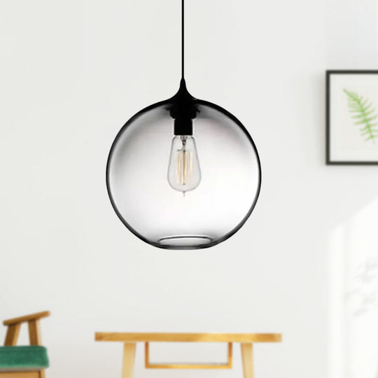 Simplicity Glass Globe Pendant Light - 1 Light, Red/Brown/Clear