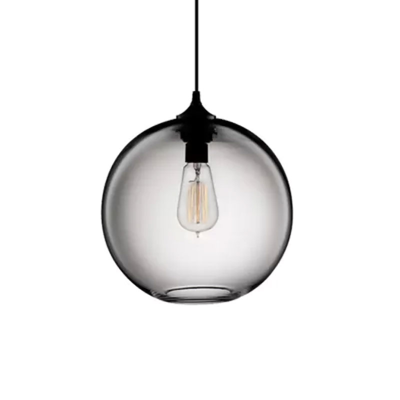 Simplicity Glass Globe Pendant Light - 1 Light, Red/Brown/Clear