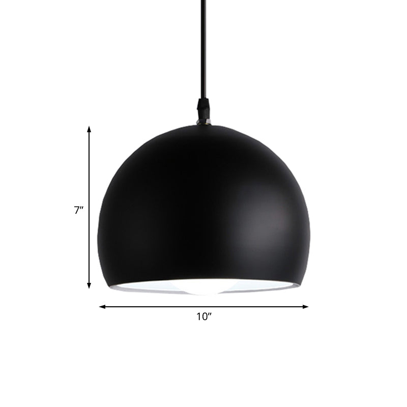 Industrial Style Metallic 1 Head Hanging Pendant Lamp - Black Globe Shade, 8"/10"/14" Width - Perfect for Kitchen