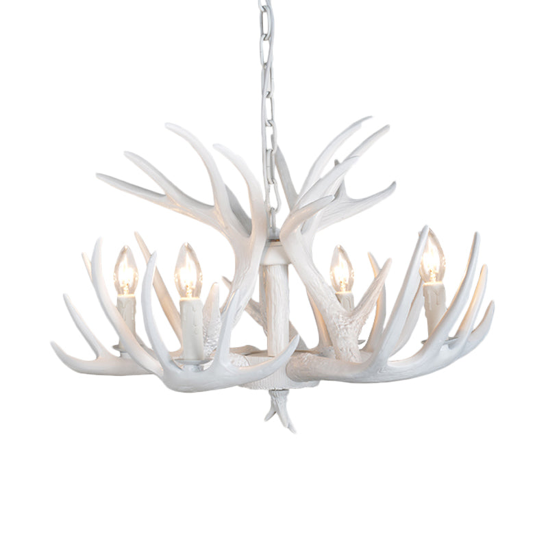 White Resin Antler Chandelier – Modern Rustic 4/6/9-Light Hanging Ceiling Lamp