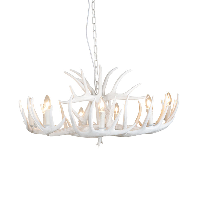 White Resin Antler Chandelier – Modern Rustic 4/6/9-Light Hanging Ceiling Lamp