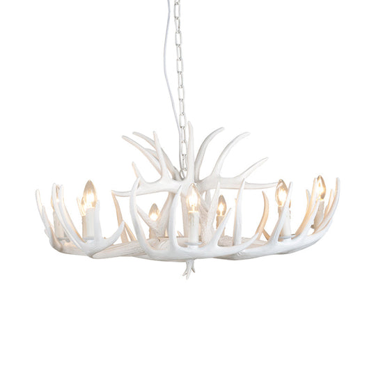 White Resin Antler Chandelier – Modern Rustic 4/6/9-Light Hanging Ceiling Lamp