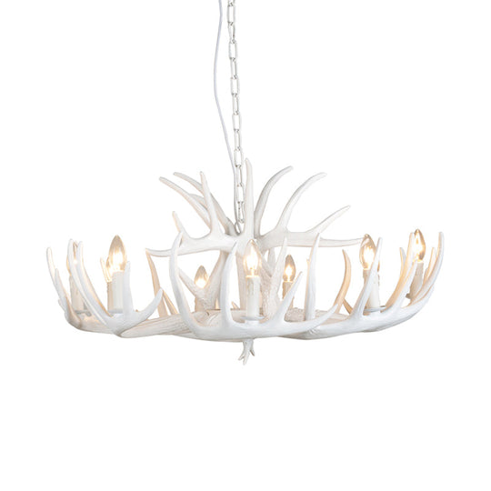 Resin Antler Hanging Chandelier Modern Style 4/6/9 Lights White Hanging Ceiling Light