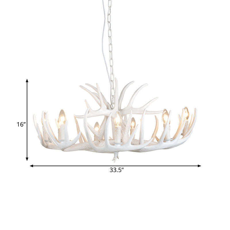 White Resin Antler Chandelier – Modern Rustic 4/6/9-Light Hanging Ceiling Lamp