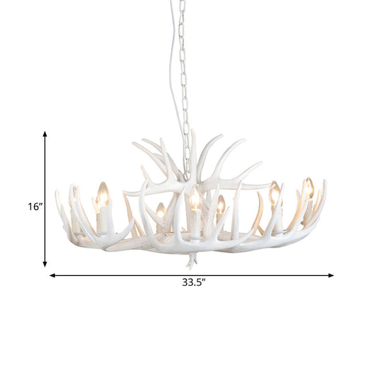 White Resin Antler Chandelier – Modern Rustic 4/6/9-Light Hanging Ceiling Lamp